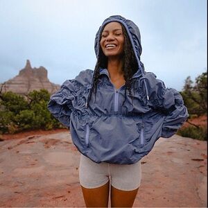 Happy camper parachute like pullover periwinkle NEW